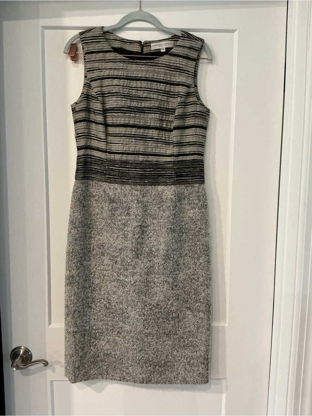 Carolina Herrera Dress, Silk And Wool, Gray/ Black/ White, Women’s Size 8